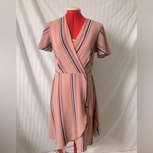 Blush & Navy Wrap Dress